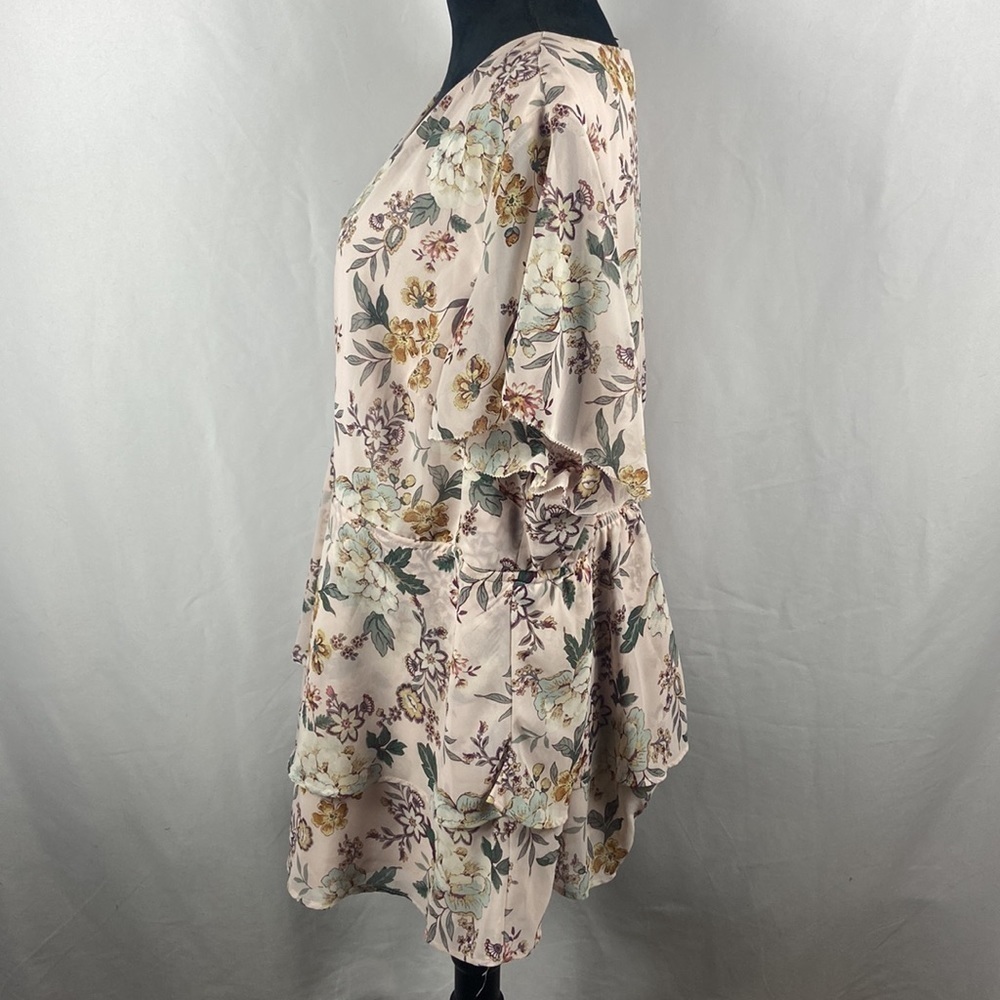 Torrid Blush Pink Floral Chiffon Tiered Babydoll Blouse - Picture 6 of 9